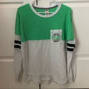 Green and white PINK top!